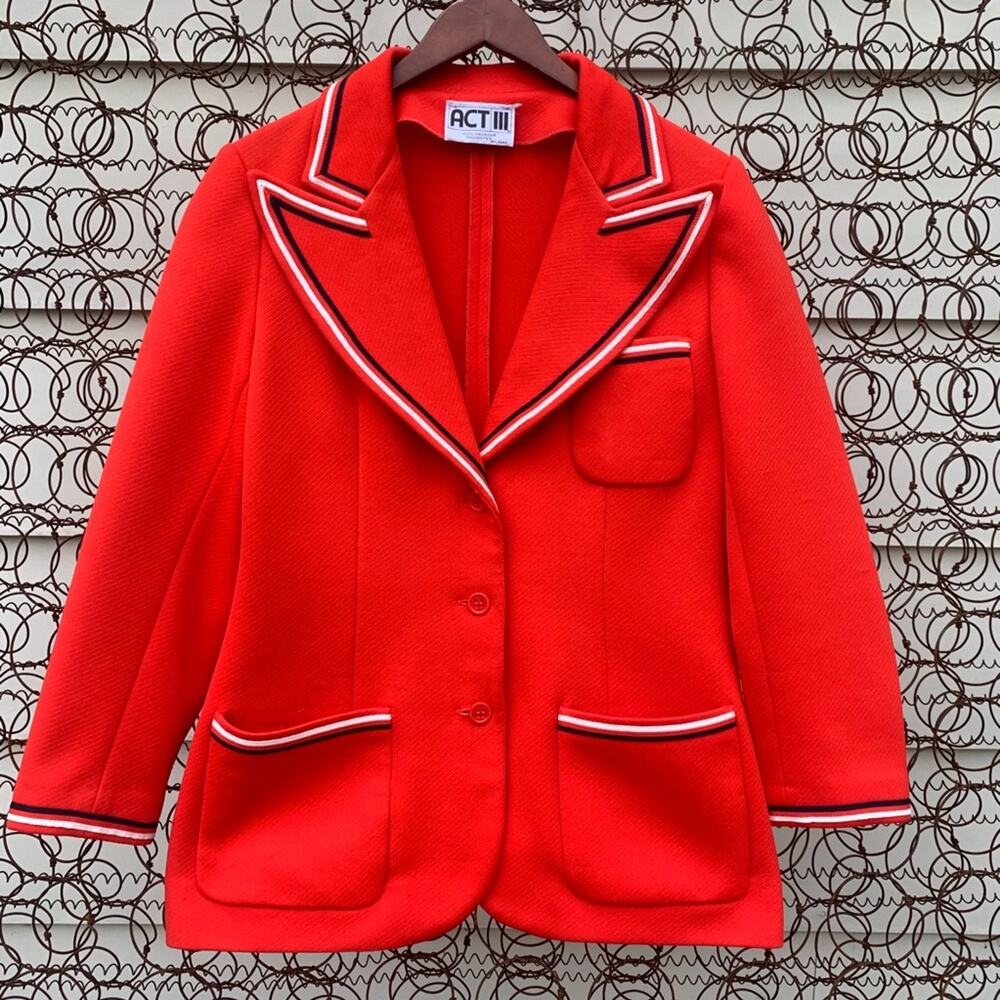 Vintage 70s Act II orange polyester boxy blazer LARGE?